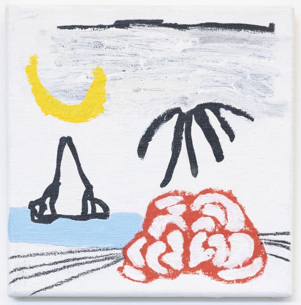 Fleur De Roeck De paddenstoel, 2018 Ink, oil, charcoal & acrylic on canvas 21 x 21 cm