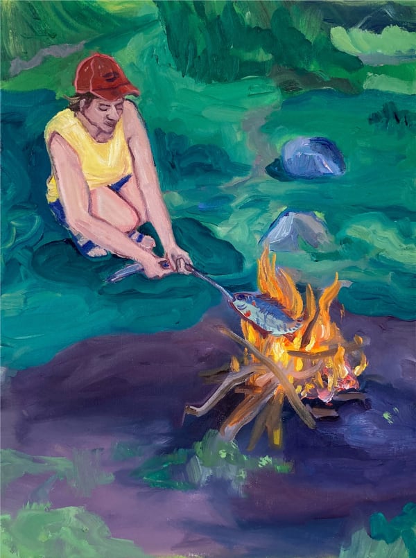 Elise Debrock Visvangst, 2023 Oil on canvas 40 x 30 cm
