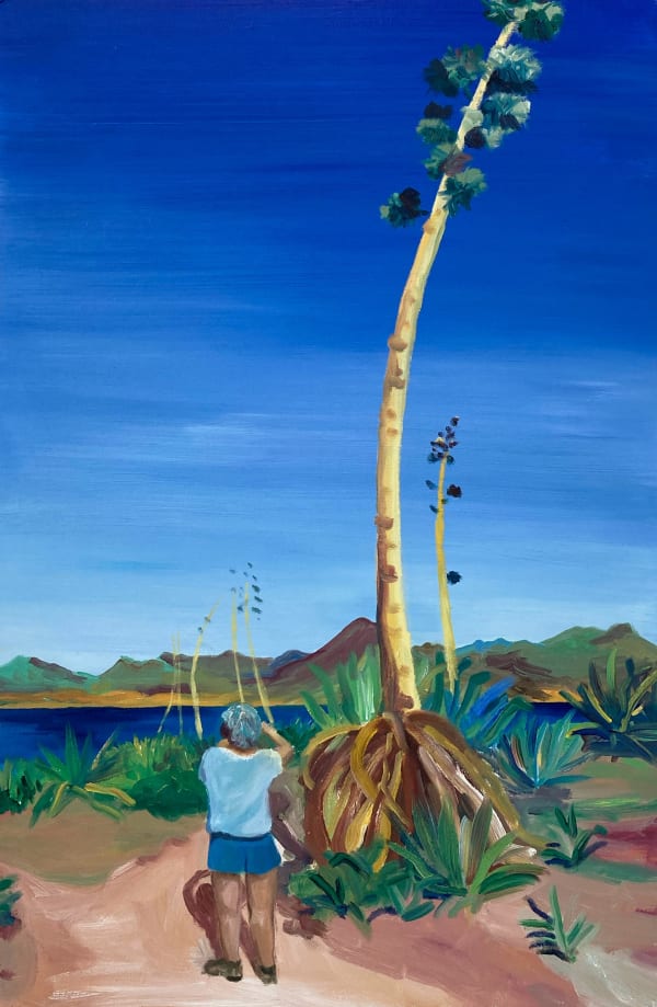 Elise Debrock Curious, 2022 Oil on wood 40 x 61 cm