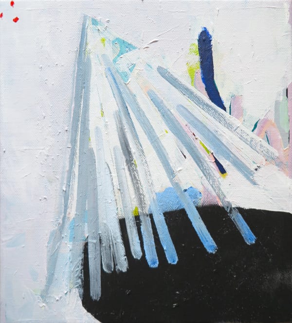 Catharina Dhaen ET, 2021 acryl, spray, vinyl op linnen 42 x 38 cm
