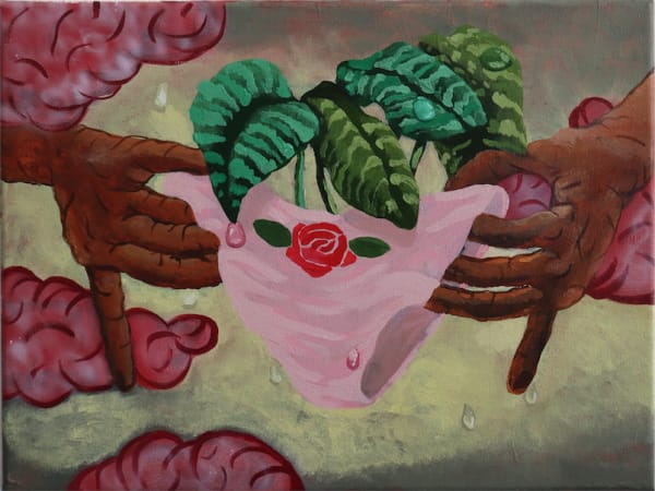 Heidi Ukkonen The Paradise, 2021 Egg tempera acrylics on cotton 40 x 30 cm