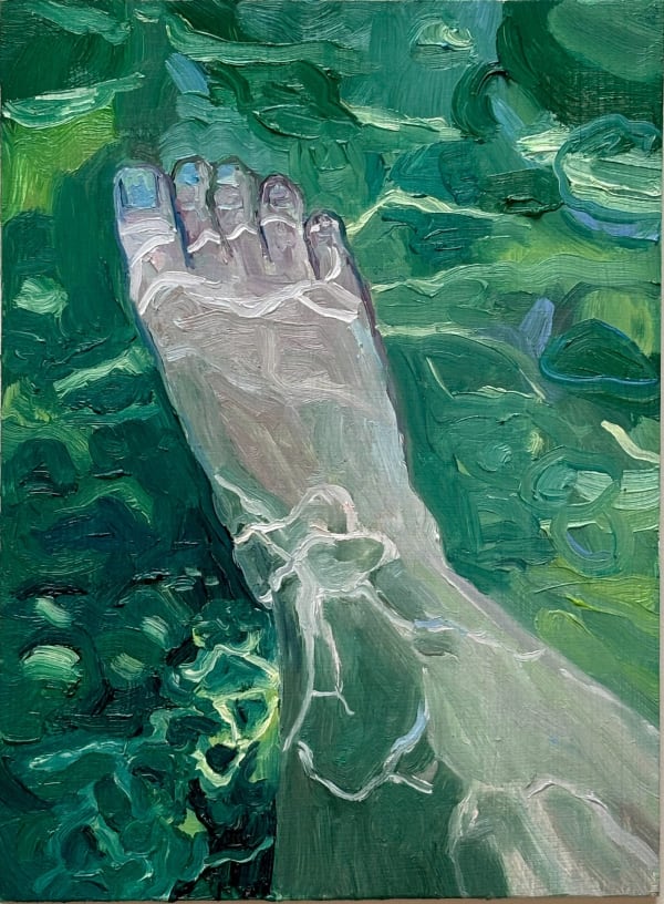 Elise Debrock Stone Skipping, 2024 Oil on wood 23 x 17 cm