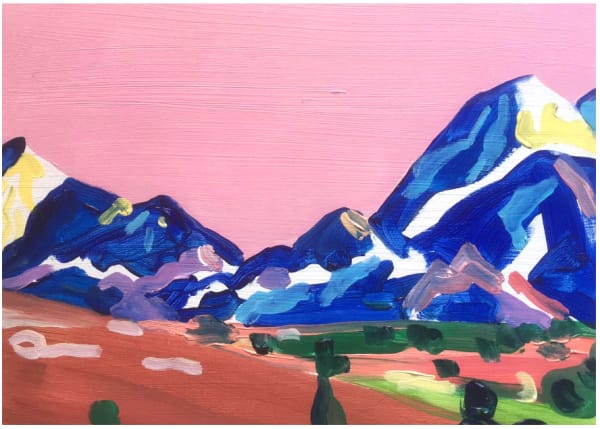 Elise Debrock, Pink Sky Blue Mountain, 2020