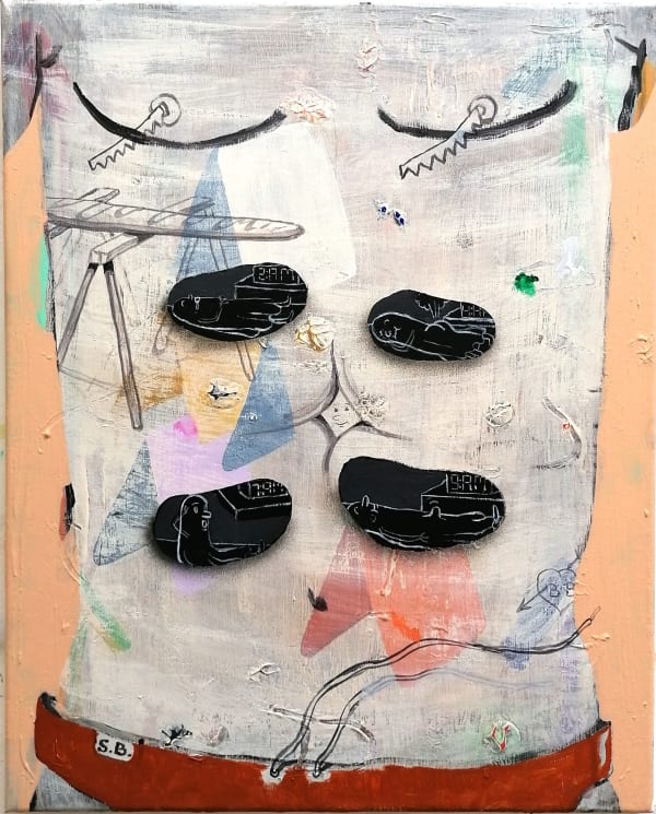 Stijn Bastianen night-time, 2022 Oil paint, acrylic, paint marker and ink on canvas 40 x 50 cm
