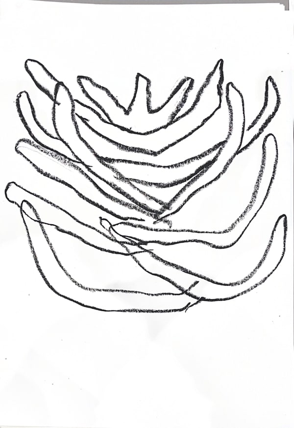 Manon De Bruyn stoelendans 9 (from the series 'stoelendans'), 2024 Oil pastel on paper 70 x 50 cm