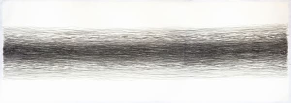 Shi Jin-Hua Pen Walking #69, 2008 Pencils on paper, glass jar and document 128 x 361 cm, (Pencil shavings in a glass jar), 42 x 29.7 cm (Document).