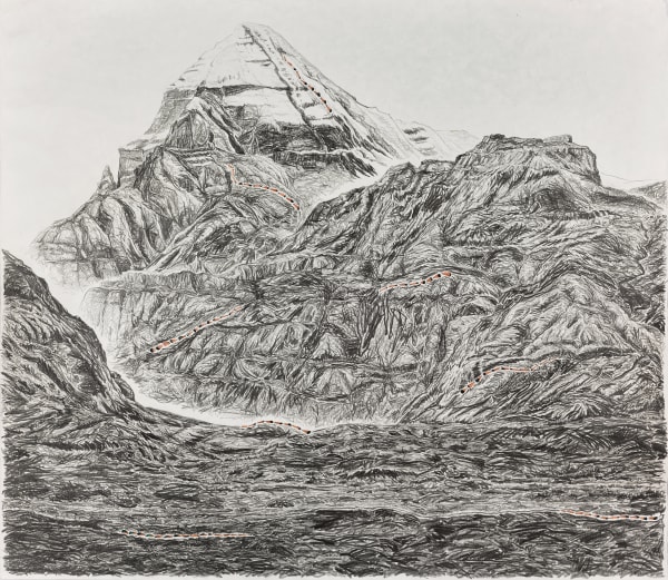 Shi Jin-Hua 1964-2024Pen Walking #160, 2016-2017 Pencil on paper, document 130 x 150 cm , 42 x 29.7 cm