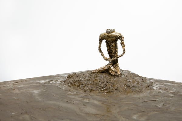 Shi Jin-Hua 1964-2024A Man Who Meditating above Himself, 2018-2019 Oil and tube on canvas 42.3 x 42.3 x 15.3 cm