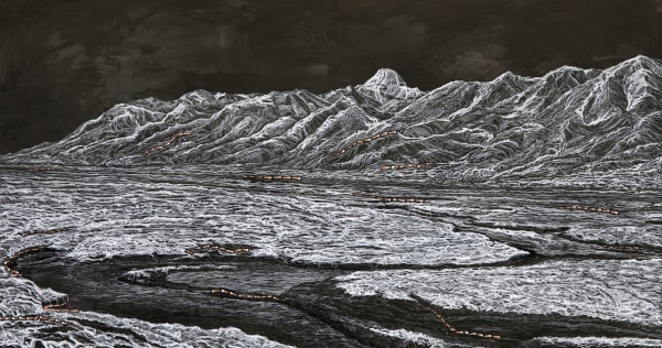Shi Jin-Hua, Pen Walking #169 Moonlight over Mount Kailash, 2019