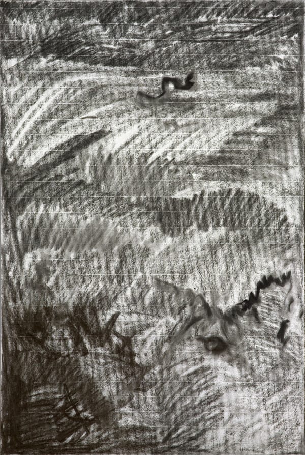 Shi Jin-Hua 1964-2024Pen Walking #30, 2007 Charcoal on paper, document 78.8 x 54.5 cm, 42 x 29.7 cm (Document).