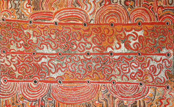 Hector Tjupuru Burton Anumara Tjukurpa acrylic on linen 122 x 198 cm