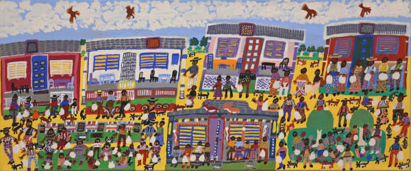 Doris Thomas Pension Day at Christmas Time, Titjikala, 2023 acrylic on linen 51.5 x 122.5 cm