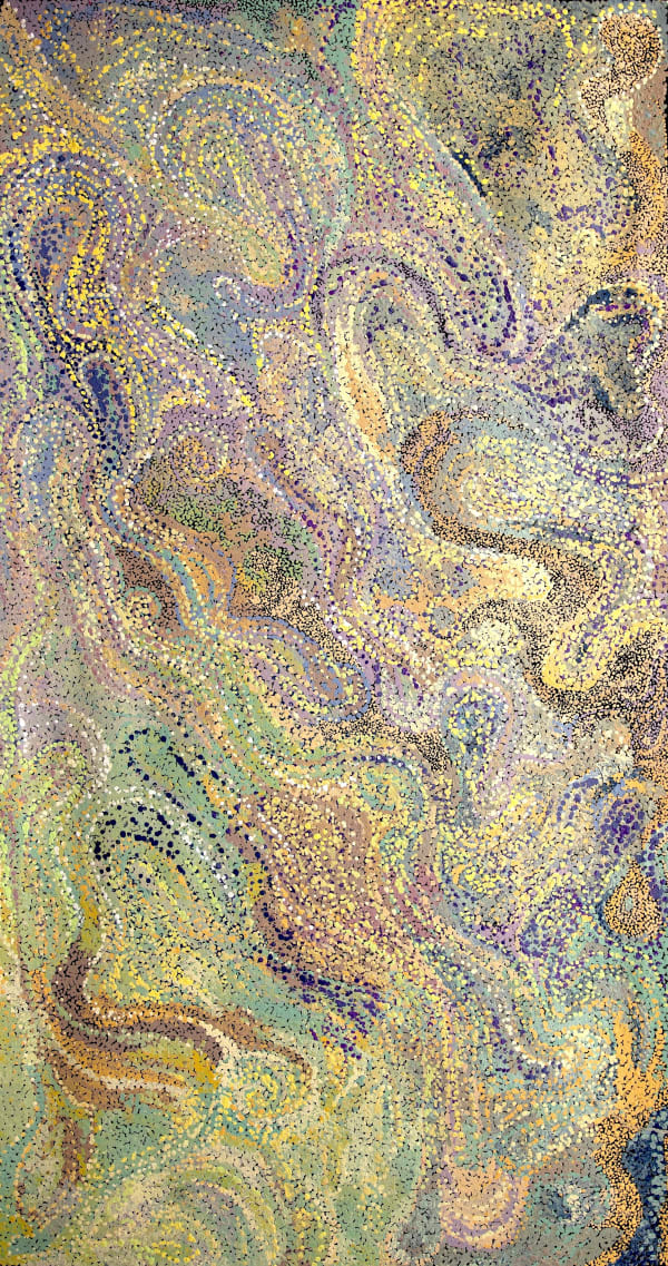 Rachael Mipantjiti Lionel Kapi Wankanya, 2024 acrylic on linen 151 x 81 cm