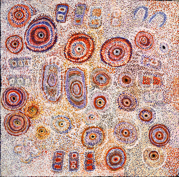 Tuppy Ngintja Goodwin Antara acrylic on linen 122 x 122 cm