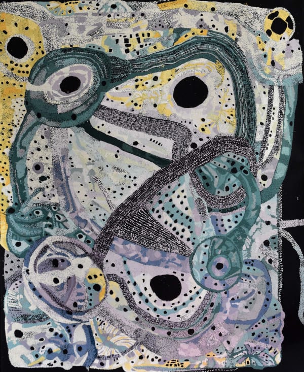 Pauline Minmila Wangin Kapi Tjukula (Water Hole), 2022 acrylic on linen 152 x 122 cm