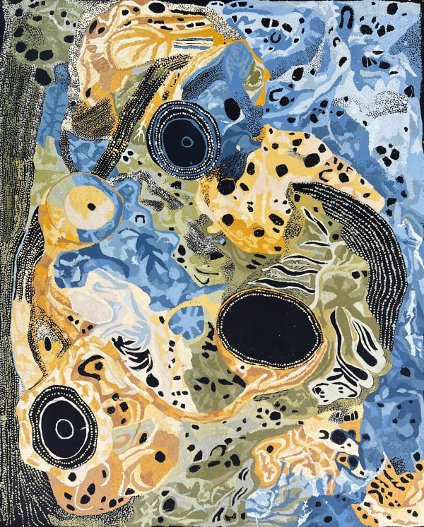 Pauline Minmila Wangin Kapi Tjukula (Waterhole), 2025 acrylic on linen 152 x 122 cm