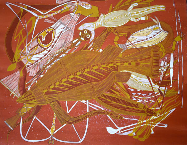 Gabriel Maralngurra Rock Art, 2016 ochre and acrylic on arches paper 76 x 102 cm