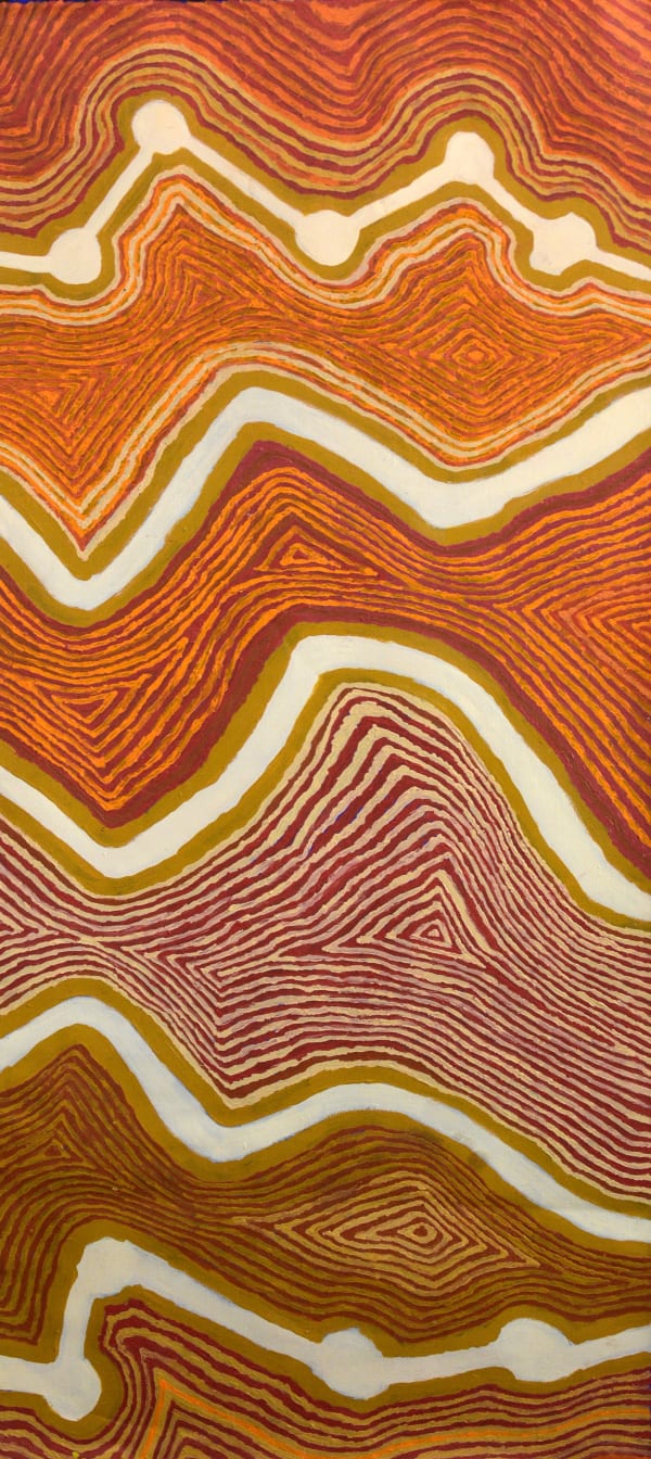 Helicopter Tjungurrayi Wangkartu, 2023 acrylic on linen 81 x 183 cm