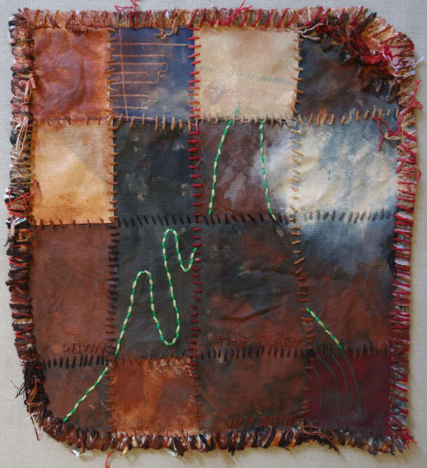 Stephen Eastaugh MUDMAPS 2 (Down the track way gone) Broome acrylic, thread, linen 45 x 45 cm