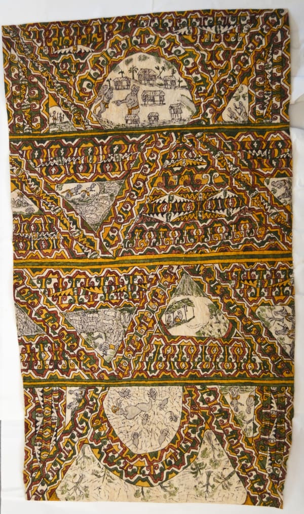 Lillias Bujava (Kausara) The new family and the spiderweb natural pigments on nioge (barkcloth) 127.5 x 73.5 cm