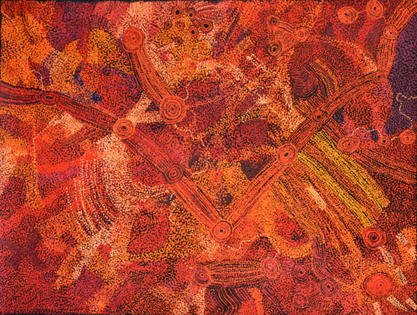 Sylvia Kanytjupai Ken Seven Sisters 2014 acrylic on linen 152.5 x 197 cm