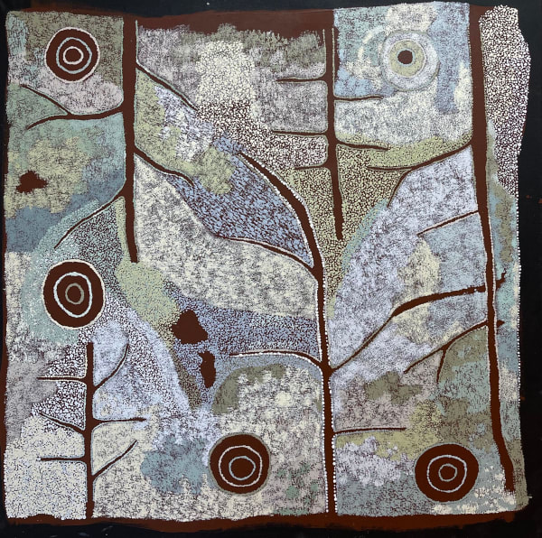 Tanya Umatji Tjapalyi Ngayuku Nyuntjunku Tjukurpa (My Mother’s story), 2022 acrylic on linen 122 x 122 cm