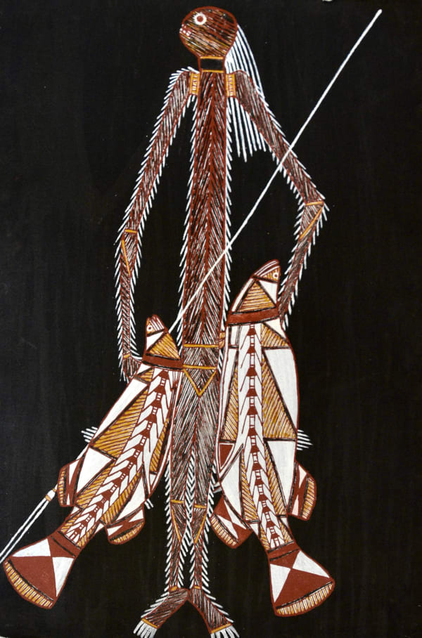 Graham Badari Djidjnguk Fishing Spirit, 2021 acrylic on arches paper 41 x 61 cm