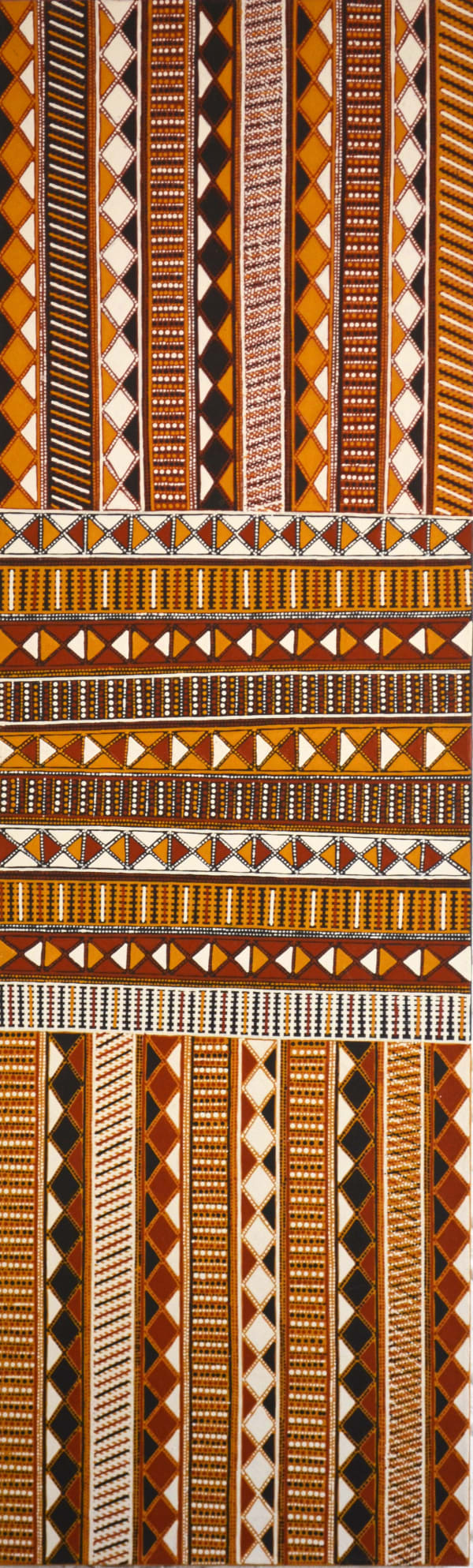 Janice Pungautiji Murray Jilamara natural ochres on linen 200 x 60 cm