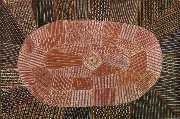 Susan Wanji Wanji Kulama Design, 2014 ochre on linen 180 x 120 cm