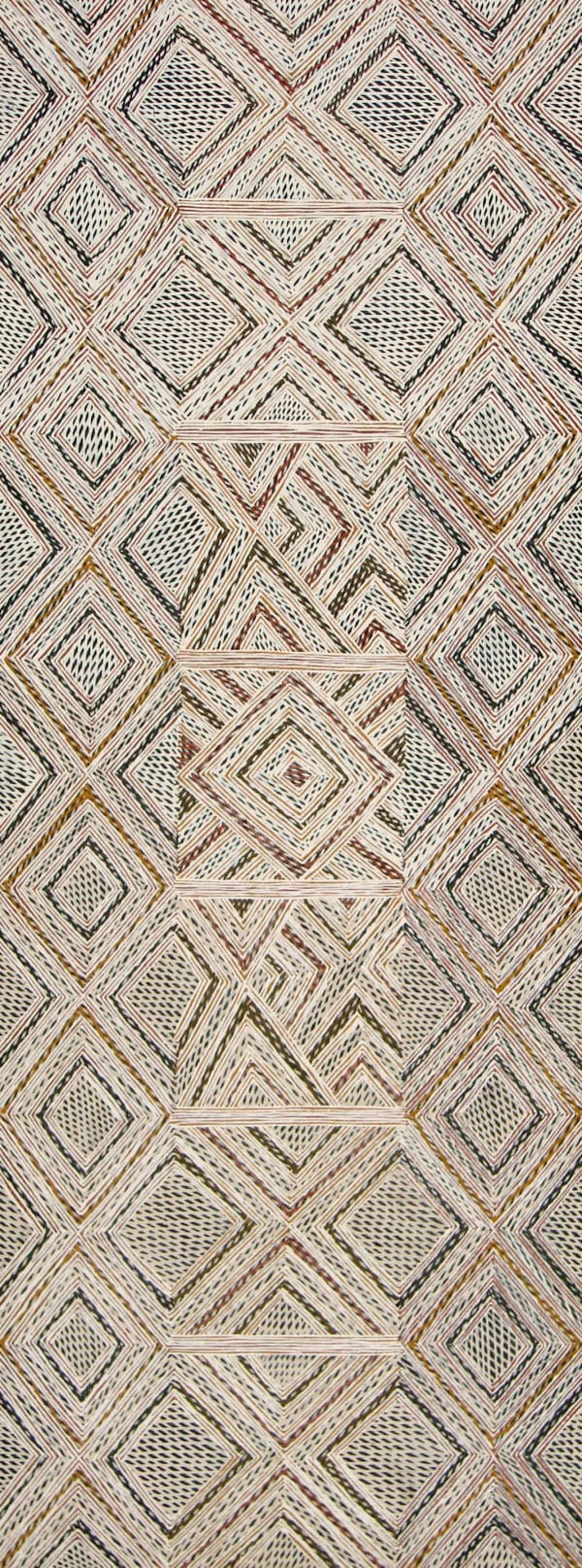 Garawan Wanambi Marranu Miny'tji natural earth pigment on bark 107 x 41 cm