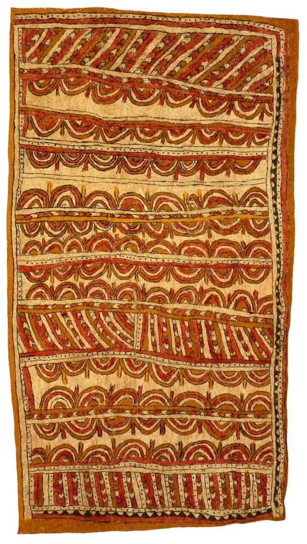 Fate Jina'emmi (Iva) Visuano'e, sabu ahe ohu'o dahoru'e natural pigments on nioge (barkcloth) 89.5 x 49 cm