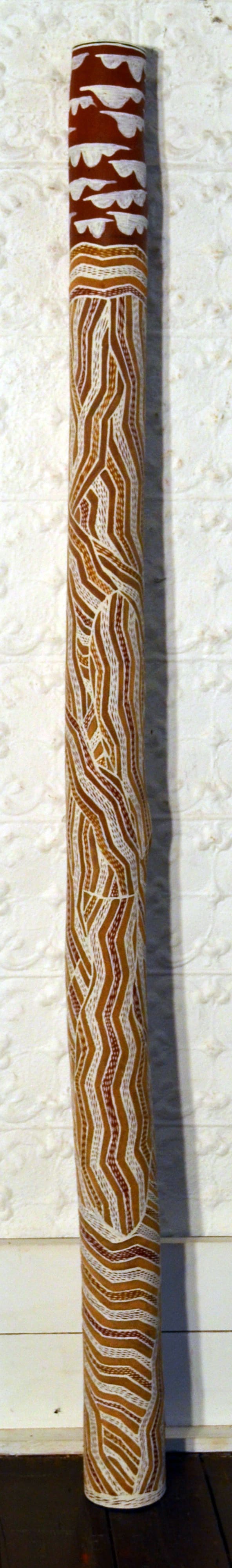 Lamangirra #2 Gumana Garraparra Larrakitj Ochre on wood 178 x 10 x 10 cm