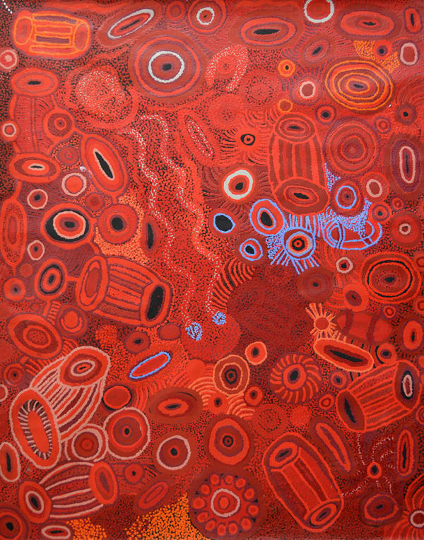 Teresa Stevens Piltati Wanampi 1 Tjukurpa acrylic on linen 121 x 152 cm