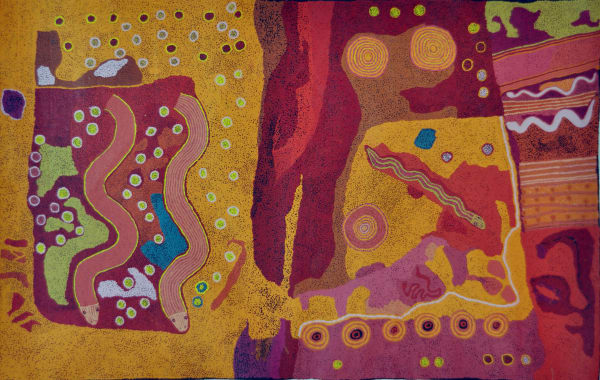 Ginger Wikilyiri Panakura acrylic on linen 127 x 200 cm