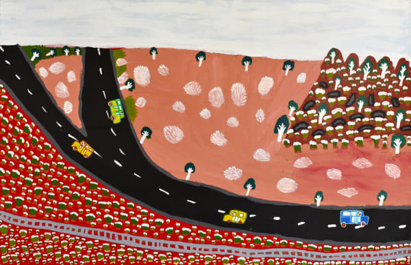 Margaret Kunmanara Nampitjinpa Boko Alice Springs, 2015 acrylic on linen 75 x 120 cm
