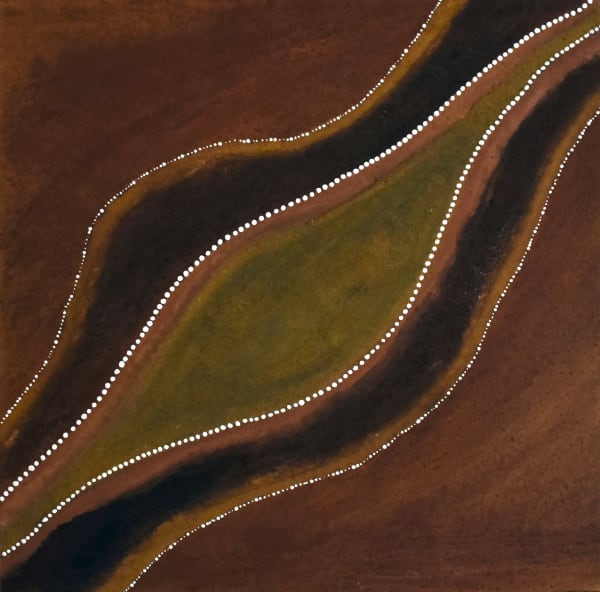 Mark Nodea Nyunuk, 2020 ochre and PVA fixative on canvas 80 x 80 cm