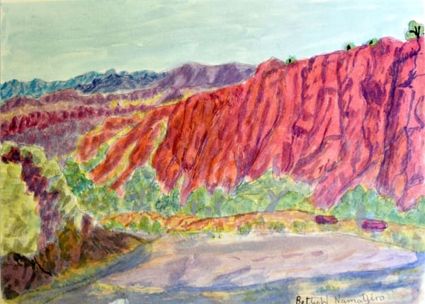 Betty Namatjira Wheeler Naparula Tjoritja (West MacDonnell Ranges), NT, 2022 watercolour on paper 23 x 32 cm