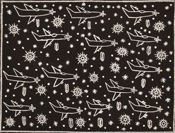 Pauletta Kerinaiua The bombing of Darwin natural ochres on linen 70 x 90 cm