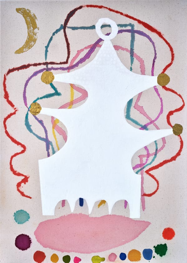 Becky Blair Small Gods, 2022 acrylic and mixed media on canvas 50 x 70 cm