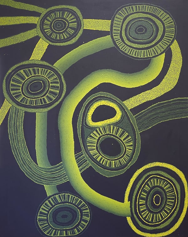 Marina Warari Brown Pumani Ngayuku Ngura Kuwari (My Home Now), 2022 acrylic on linen 152 x 122 cm