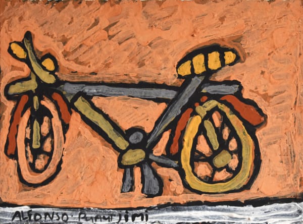 Alfonso Puautjimi Small Bike, 2019 Natural ochre on paper 29 x 38 cm
