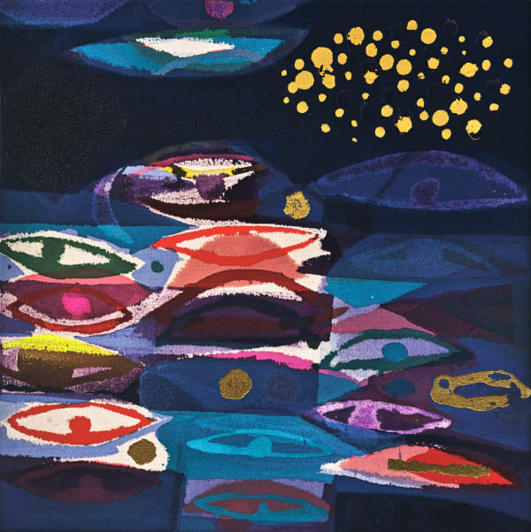 Becky Blair Moon Watcher, 2022 acrylic and mixed media on canvas 50 x 50 cm