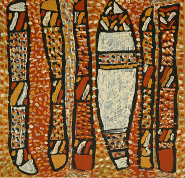 Alfonso Puautjimi Untitled ochre on canvas 60 x 60 cm
