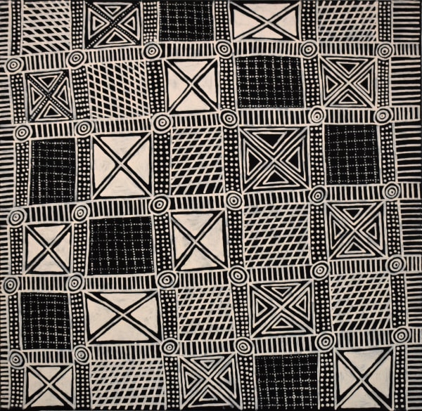 Tina Patlas Jilamara natural ochres on linen 80 x 80 cm