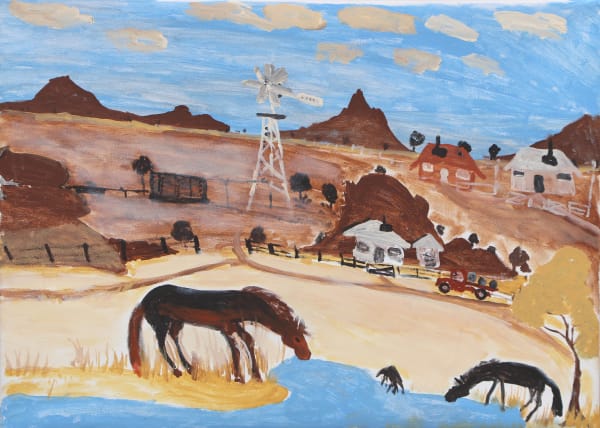 Jimmy Pompey Cowboy Story acrylic on canvas 67 x 91 cm