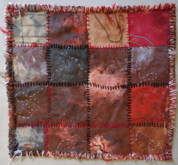 Stephen Eastaugh MUDMAPS 6 (Stop at the wrong way) Broome acrylic, thread, linen 45 x 45 cm