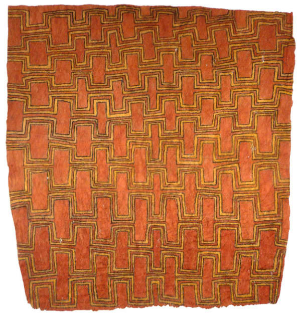 Evelyn Javoro (Lorrima) obohutague - sahuote clan tattoo design natural pigments on nioge (barkcloth) 91 x 87 cm