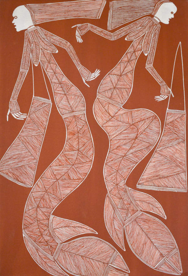 Maath Maralngurra Yawkyawk (Water Spirit), 2016 ochre and acrylic on arches paper 41 x 61 cm