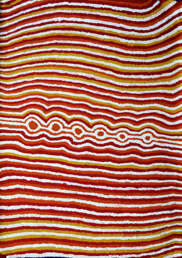 Helicopter Tjungurrayi Wangkartu acrylic on linen 90 x 60 cm