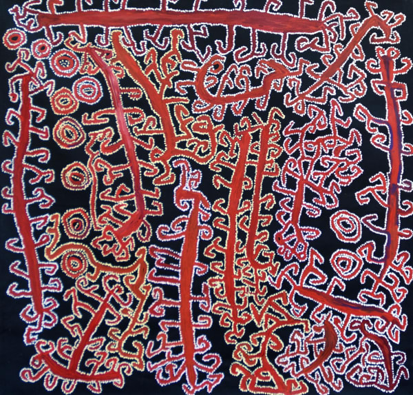 Ned Grant Wati Kutjara, 2021 acrylic on linen 137 x 140 cm